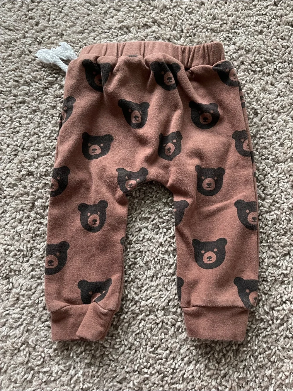 Bear Print Hoodie & Jogger Set - Brown